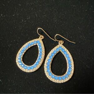 Blue and Gold Teardrop Earrings VINTAGE